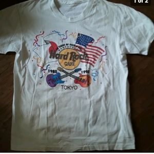 Vintage 1993 Hard Rock Cafe Tokyo T-shirt White 1983-1993 Anniversary Large
